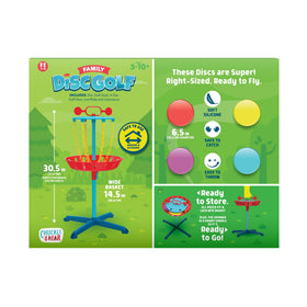 Chuckle & Roar outdoor disc golf set for family backyard fun.