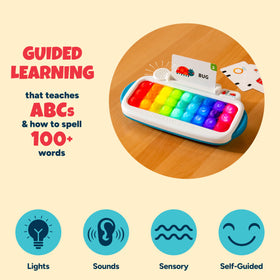 Chuckle and Roar grow-with-me modes scale from letters to word spelling