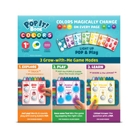 Chuckle & Roar Pop It! Book quiet mode toggle for silent play.