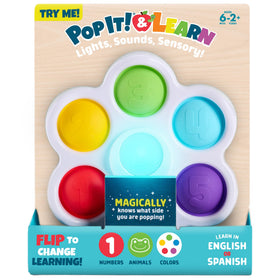 Chuckle & Roar Pop It! and Learn — glowing bubbles light up during popping for engaging sensory play.