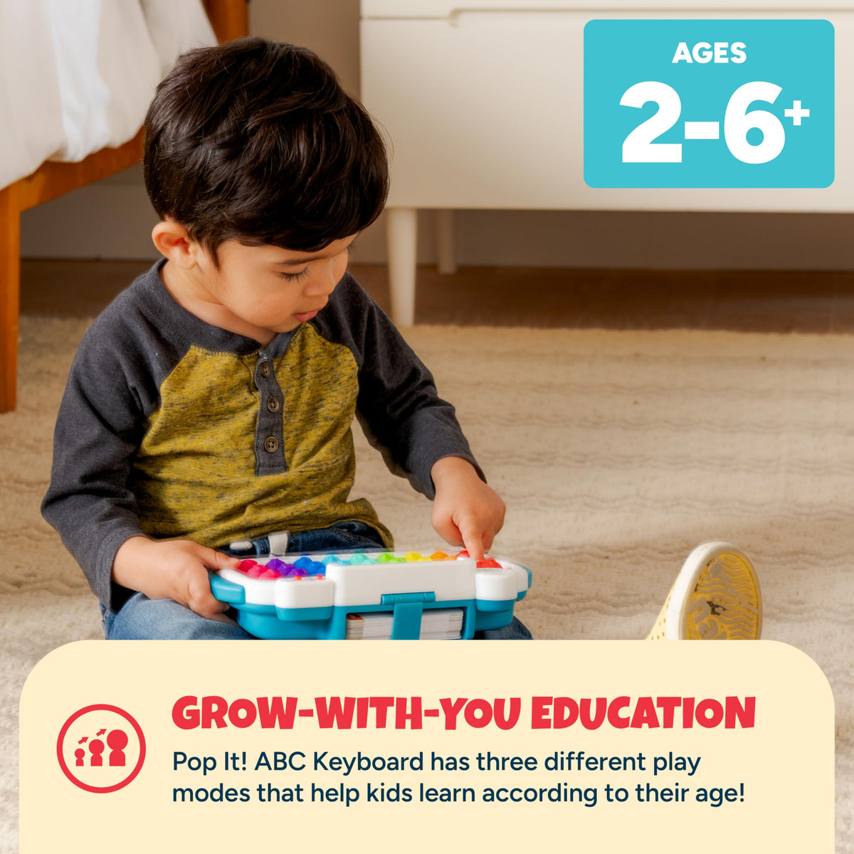 Chuckle and Roar soft sensory pop-it keys encourage tactile play while practicing letters