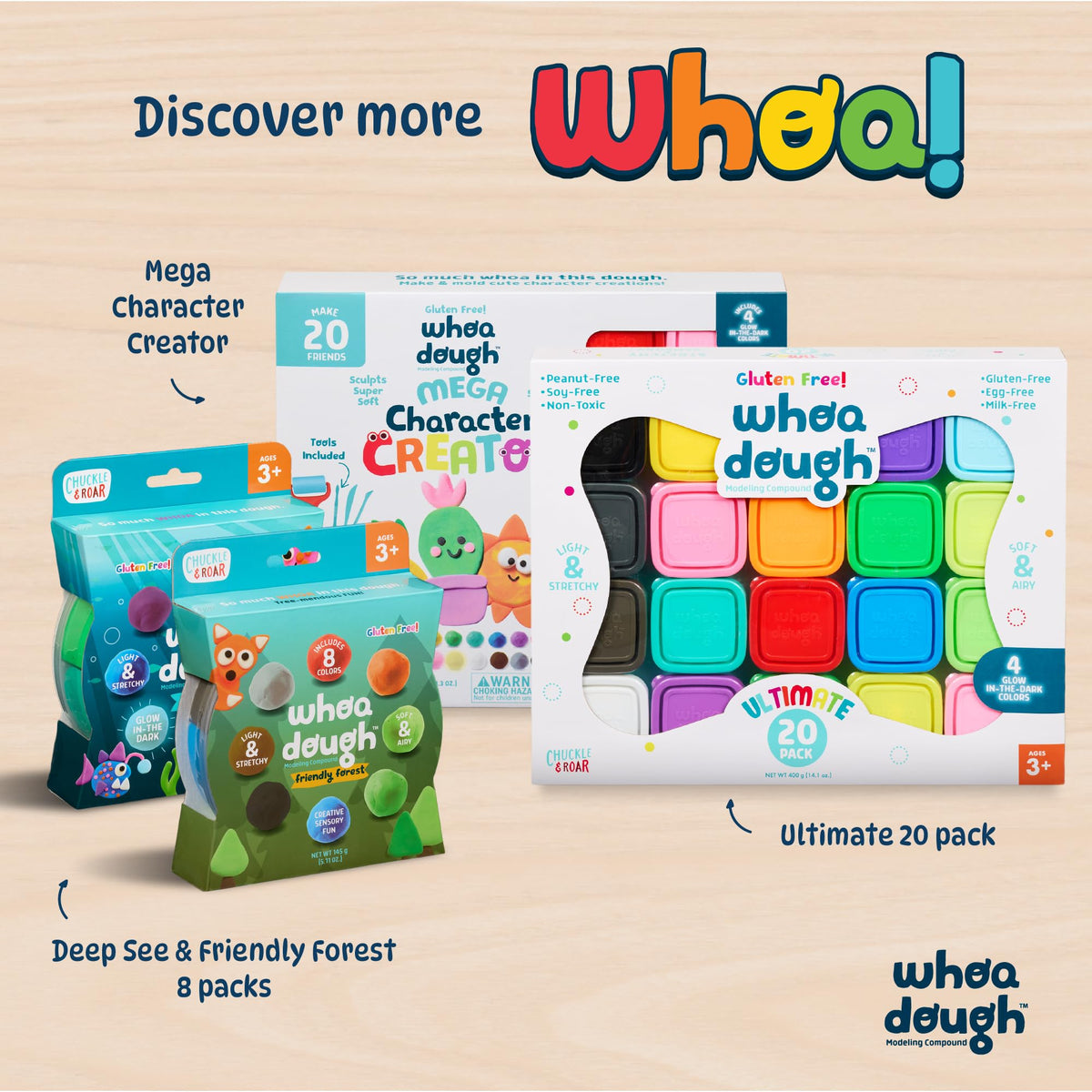 Gluten-free and non-toxic Whoa Dough supports safe, worry-free play.