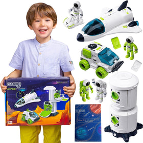 CHUKOO Upgraded Space Set space shuttle with lights and sounds for interactive play.