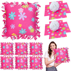 Chunful flower tied pillow kit showing six pink pillows for cozy home decor.