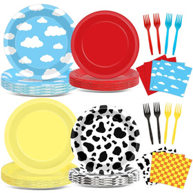 CHUNNIN 96pcs cartoon story plates for vibrant dessert service at kid parties