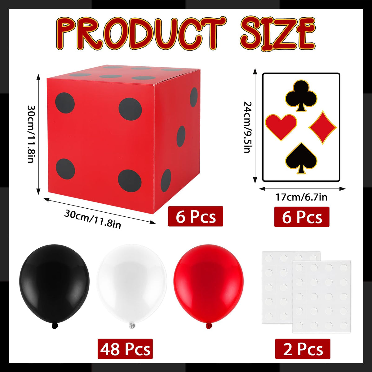 CHUNNIN balloon decor in red, black, white enhancing festive casino vibes