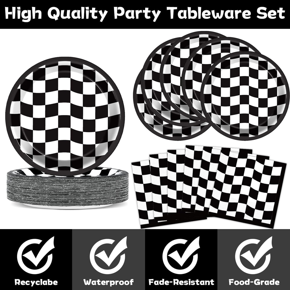 CHUNNIN checkered napkins catch spills while adding racing flair.