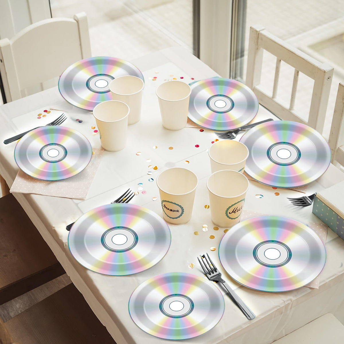 CHUNNIN disco-design plate 7in suited for 90s themed parties