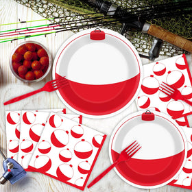 CHUNNIN Gone Fishing red forks complement the theme and ease serving