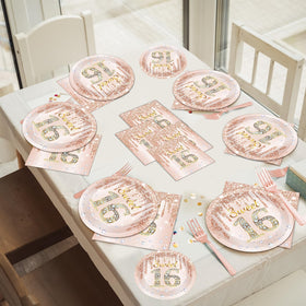 CHUNNIN pink rose gold tableware display for themed table décor.