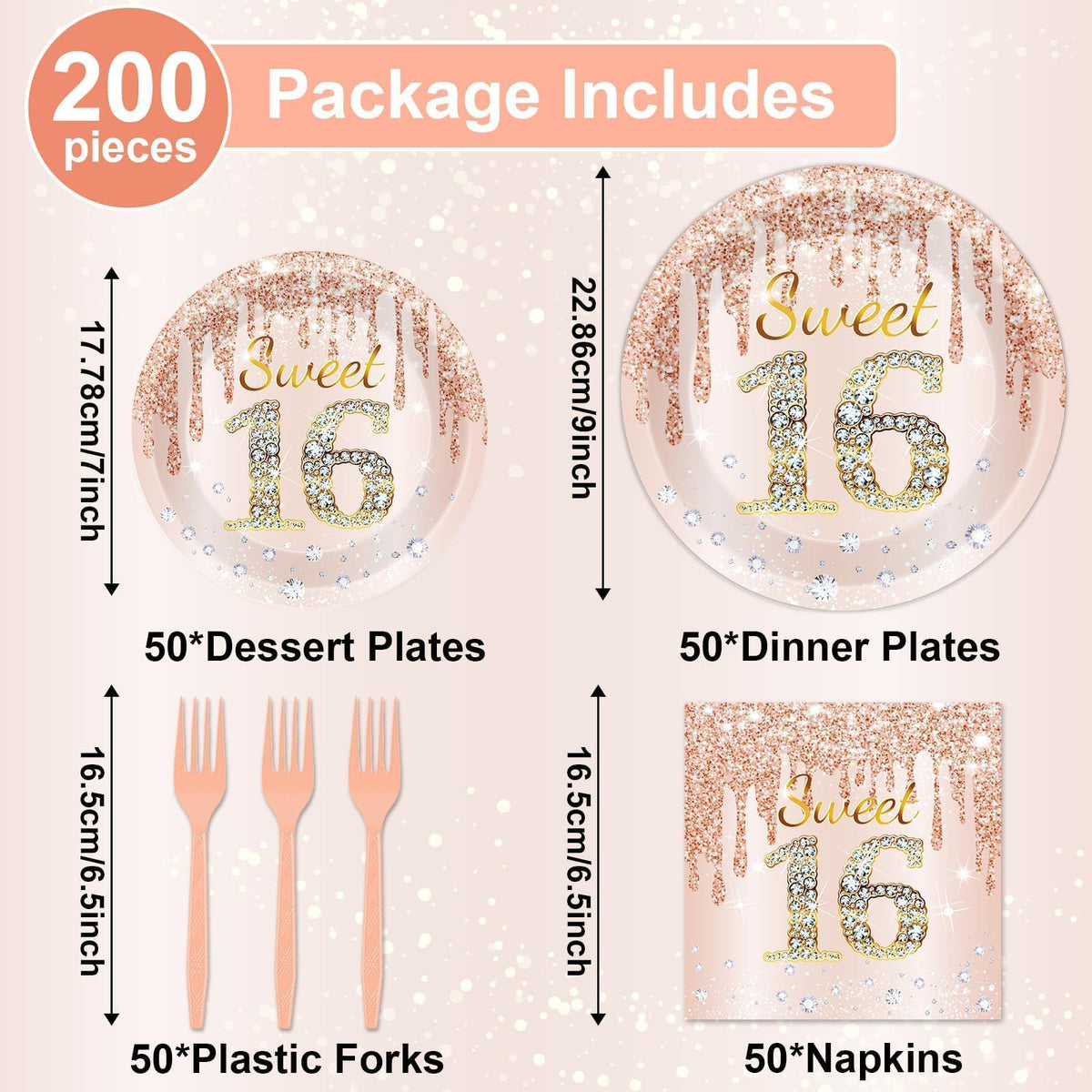 CHUNNIN rose gold dessert plates 7-inch for cake slices.