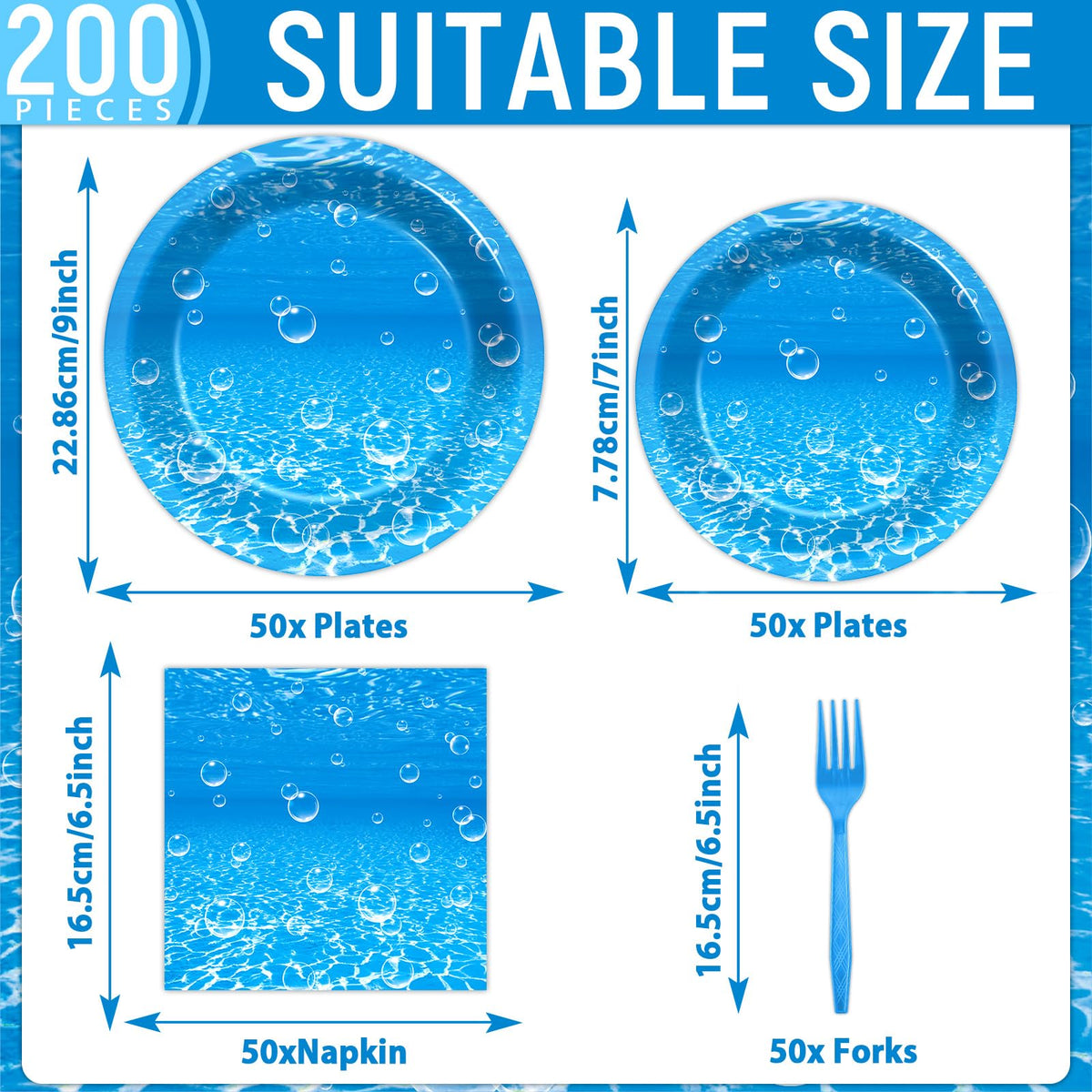 CHUNNIN underwater bubbles plates 7in add vibrant dining for nautical events.