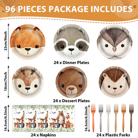 CHUNNIN woodland 7-inch dessert plates with playful creatures for kid snacks