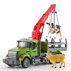 Chyucjl large farm transport truck crane with lights for imaginative play.