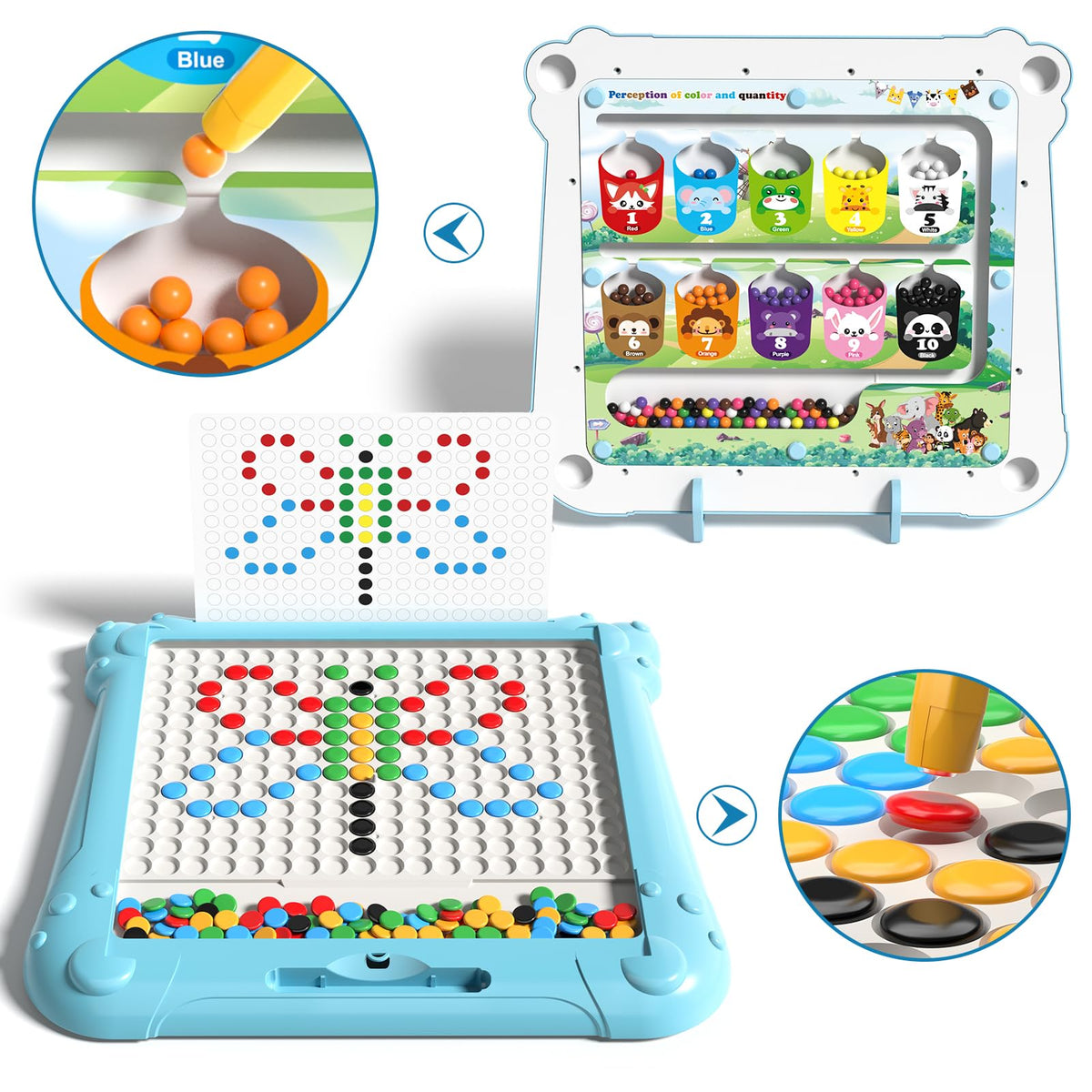 Ci Vetch color and number maze beads for sorting and counting.