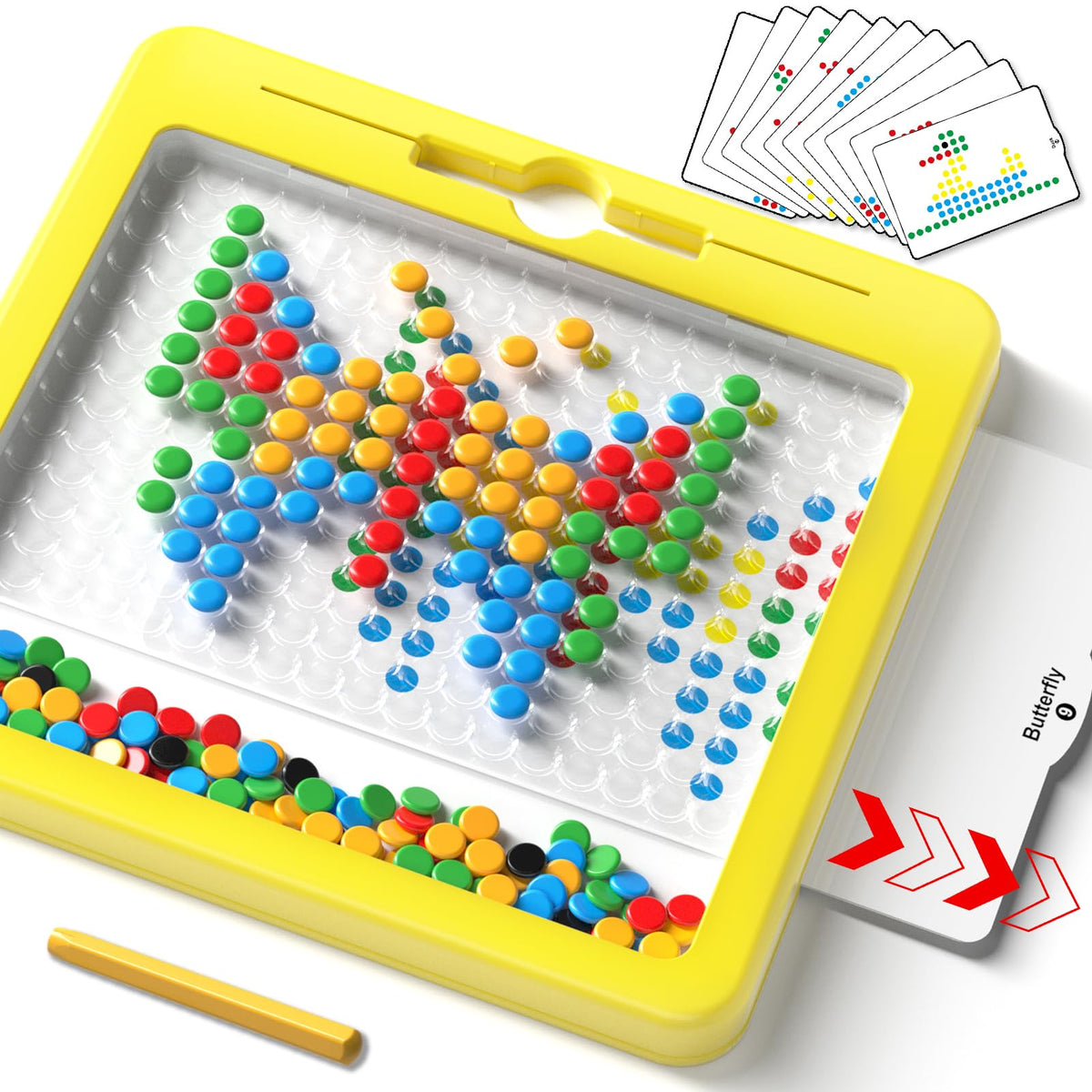 Ci Vetch large magnetic dots board with a 12x12 inch drawing surface for imaginative play.