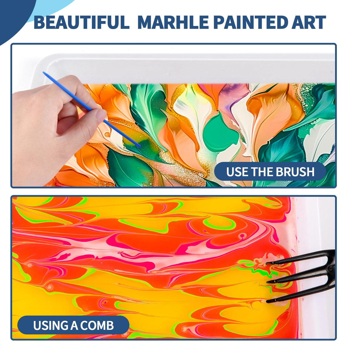 Ci Vetch paintable shells being imprinted with water marbling designs