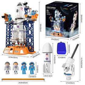 Ci Vetch rocket launcher toy satellite and booster for space-themed scenes.