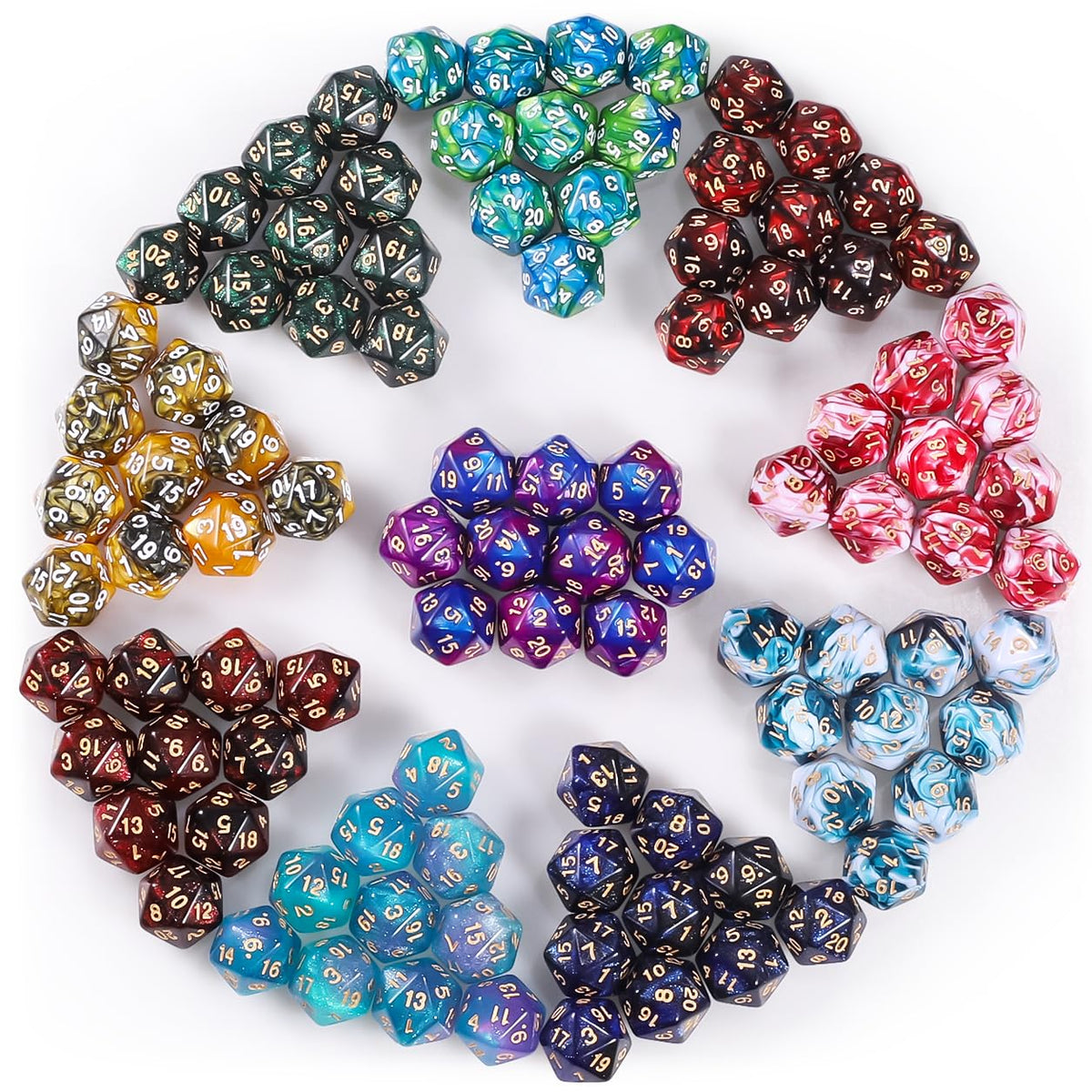 CiaraQ 20-sided polyhedral dice for RPG sessions