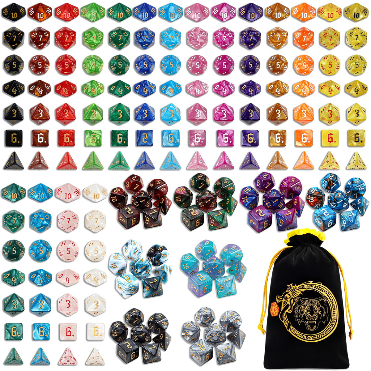 Ciaraq DND Dice Set 26x7 assembly showing 182-piece collection for versatile tabletop play.
