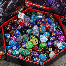 Ciaraq DND Dice Set 26x7 black drawstring bag included for secure storage.