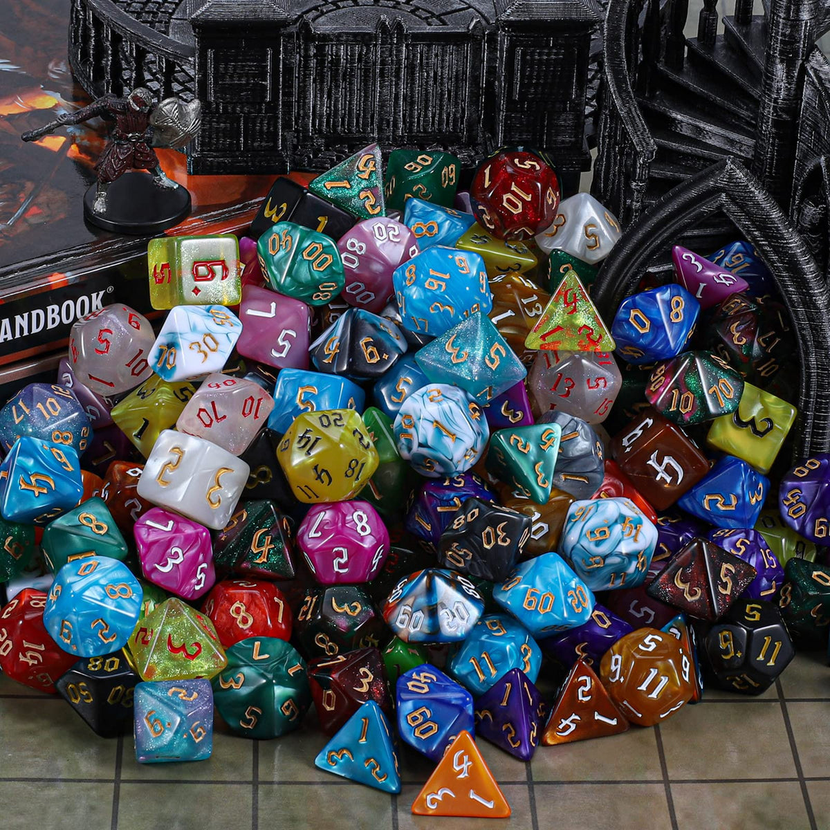 Ciaraq DND Dice Set 26x7 double-color d10s showcase distinctive style for gaming sessions.