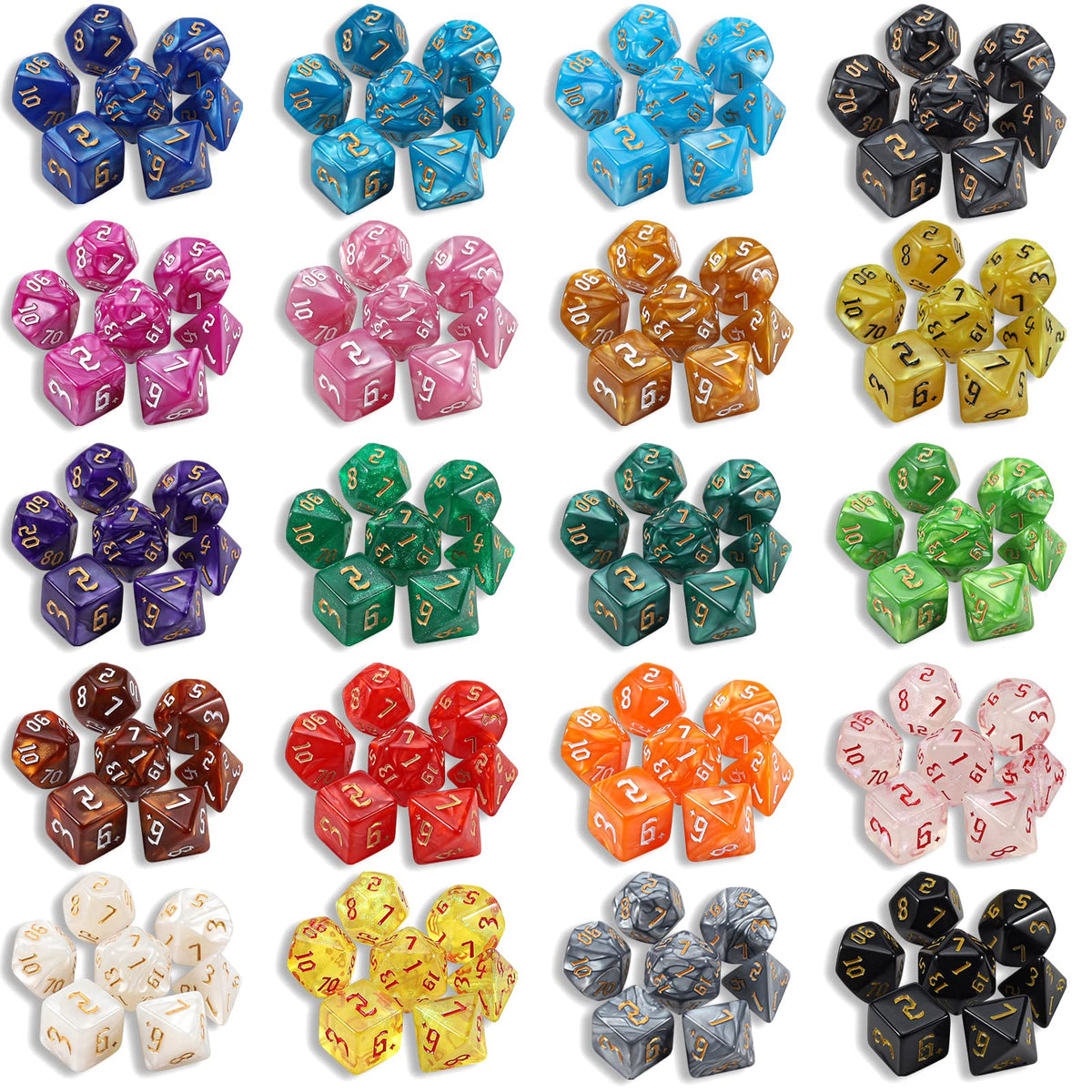 Ciaraq DND Dice Set 26x7 d20 closeup highlighting clear, easy-to-read numbers.