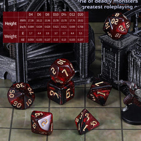 Ciaraq DND Dice Set 26x7 d6 and d4 set in-hand for easy rolling.