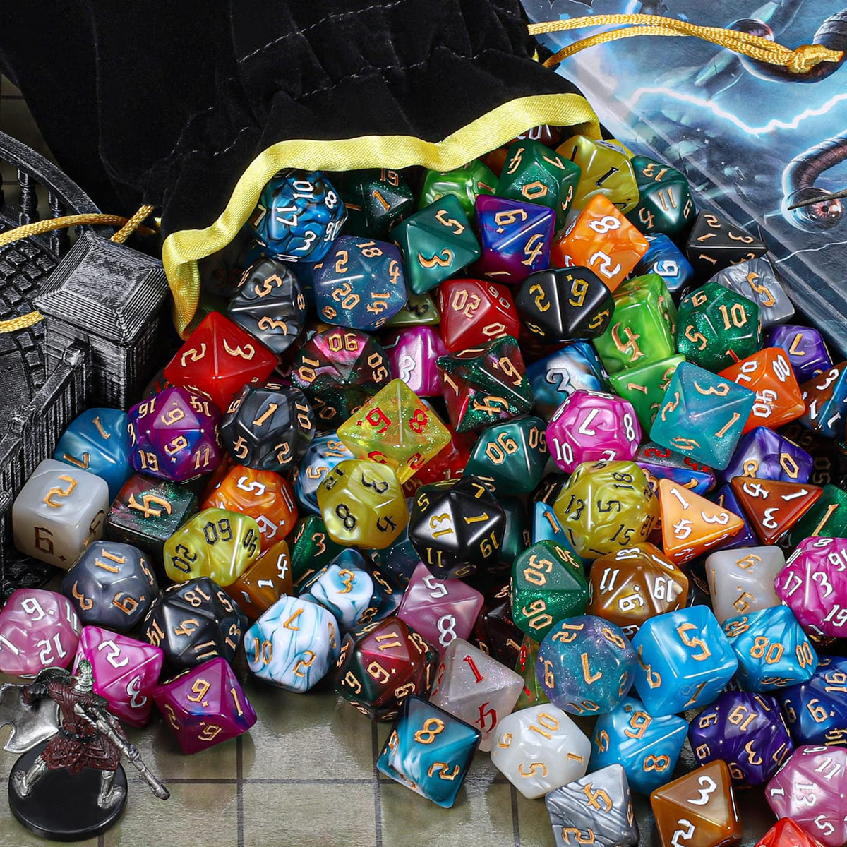 Ciaraq DND Dice Set 26x7 d8 closeup highlights oversized numerals for quick reads.
