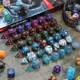 Ciaraq DND Dice Set 26x7 pearled sheen under soft light.
