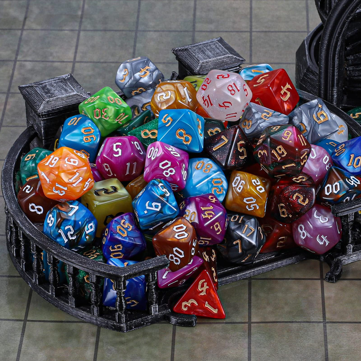 Ciaraq DND Dice Set 26x7 tabletop setup ready for game night.