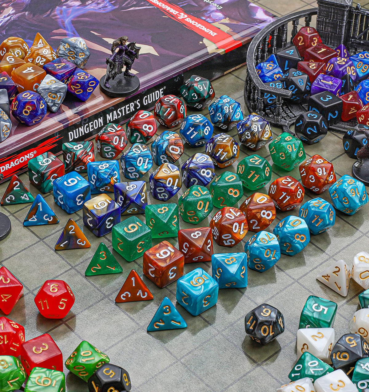 CiaraQ double-color dice showcase bright faces for easy tracking.