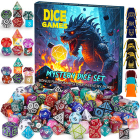 CiaraQ polyhedral dice set in vibrant random colors for D&D sessions