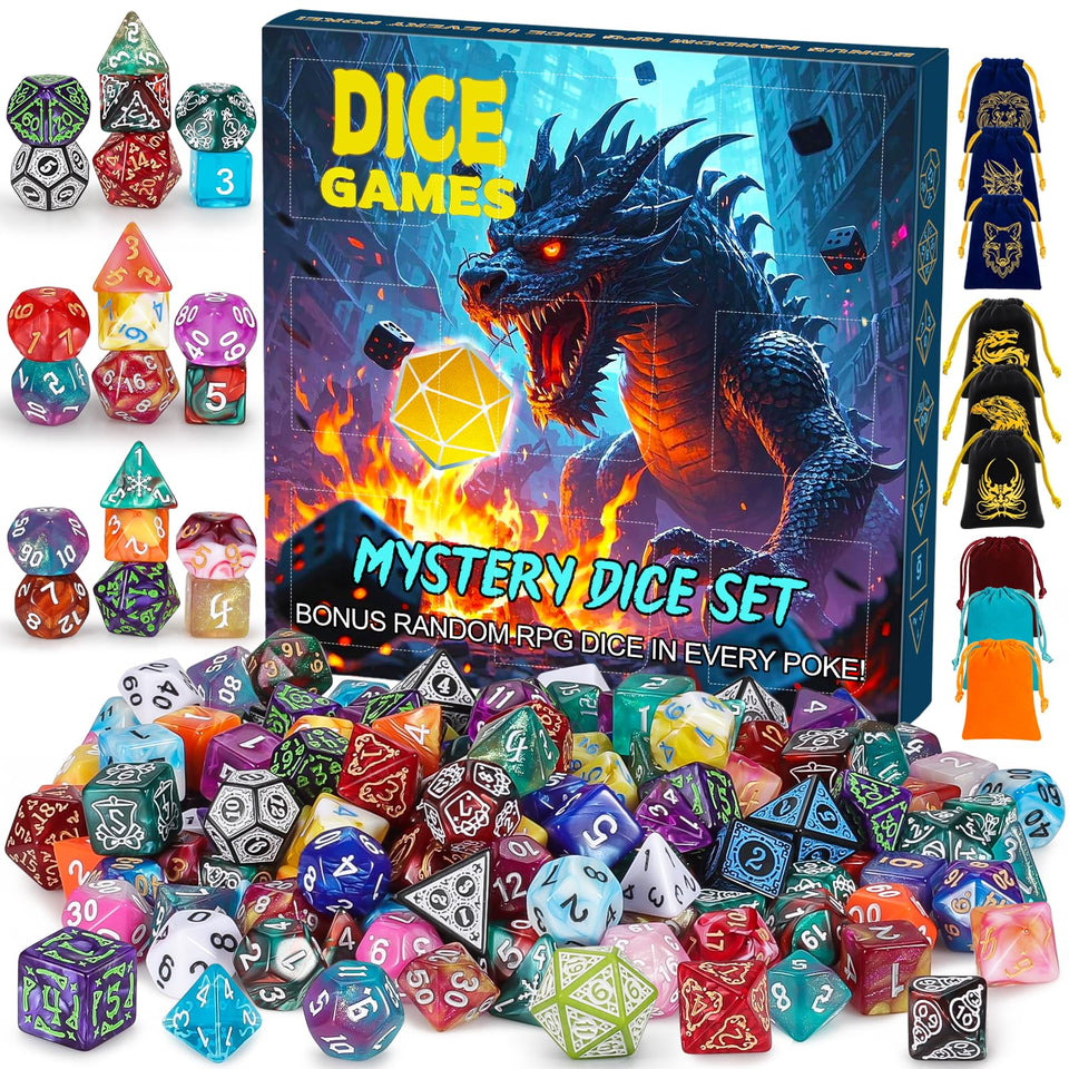 CiaraQ polyhedral dice set in vibrant random colors for D&D sessions