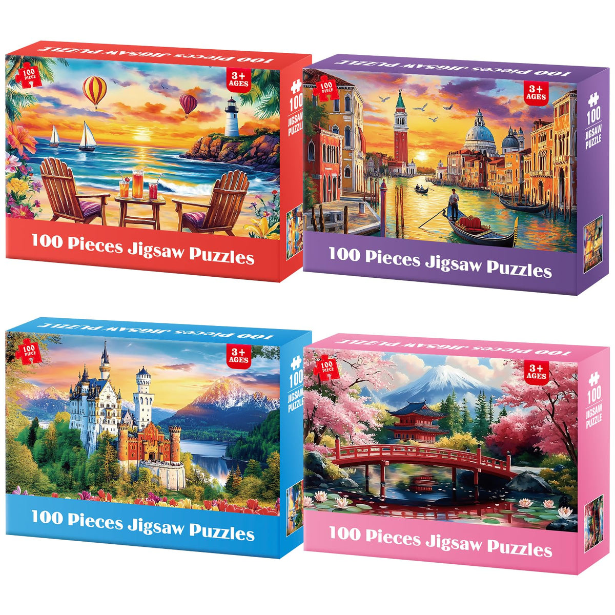 Ciavotie 100-piece Beach Sunset puzzle with vibrant colors for family bonding and focus.
