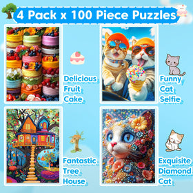 Ciavotie Cat Selfie puzzle – playful 100 pieces to boost concentration and motor skills
