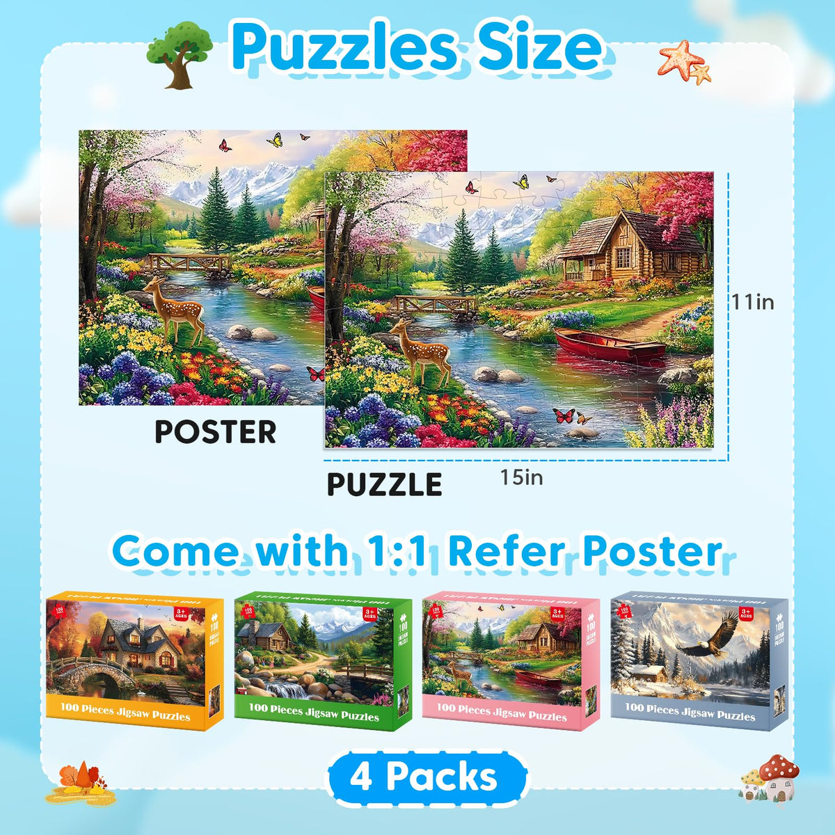 Ciavotie autumn 100-piece puzzle with rich hues for cognitive engagement.