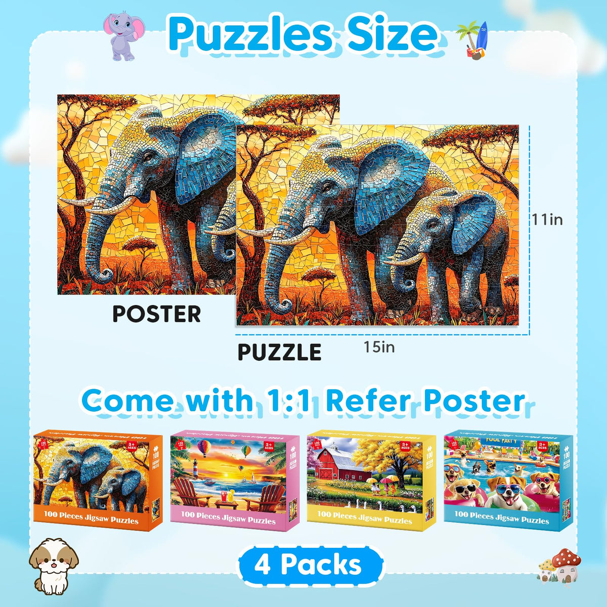Ciavotie dog pool party puzzle scene invites cooperative learning for all ages.