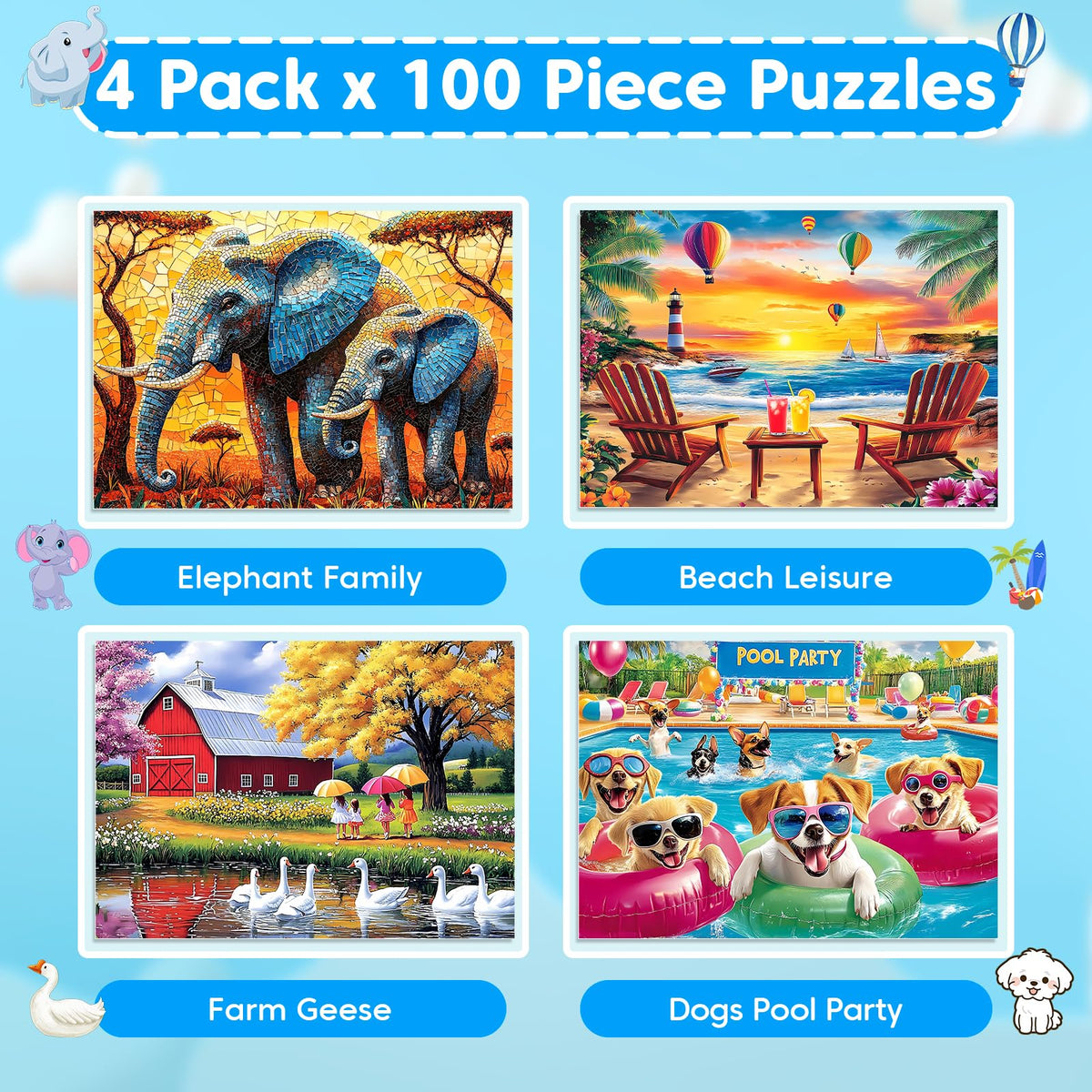 Ciavotie farm geese puzzle scene promotes focus during family play.