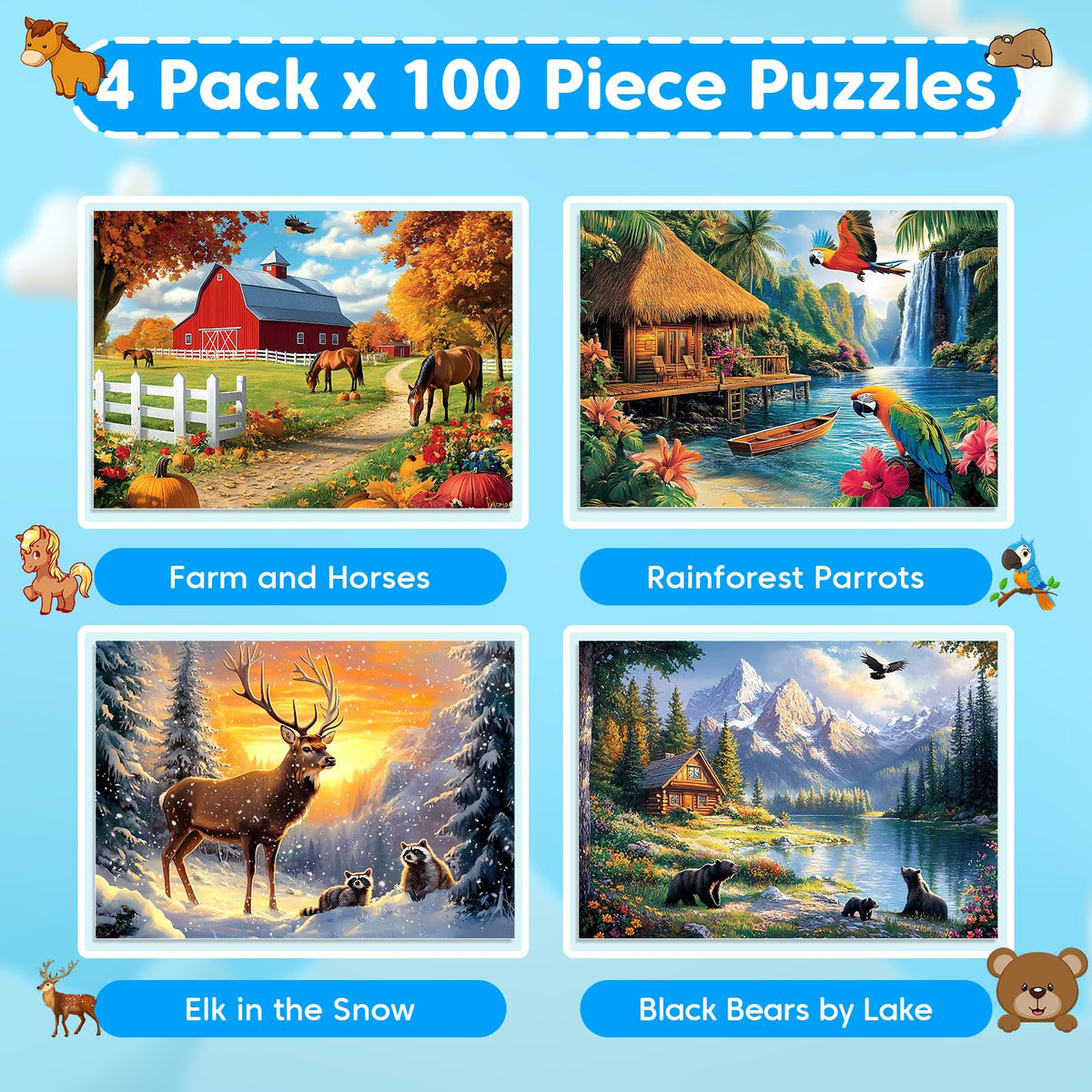 Ciavotie Rainforest Parrots puzzle: vivid colors boost focus during play
