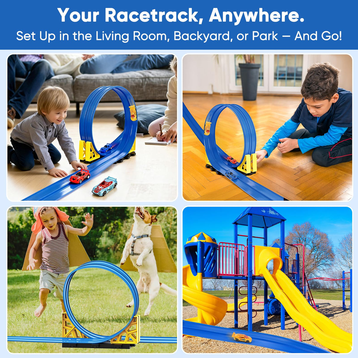 Cieex track used in backyard for sunny outdoor racing