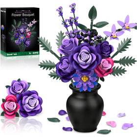 Ciesa purple roses bouquet assembly demonstrates lifelike petals for realistic home decor.