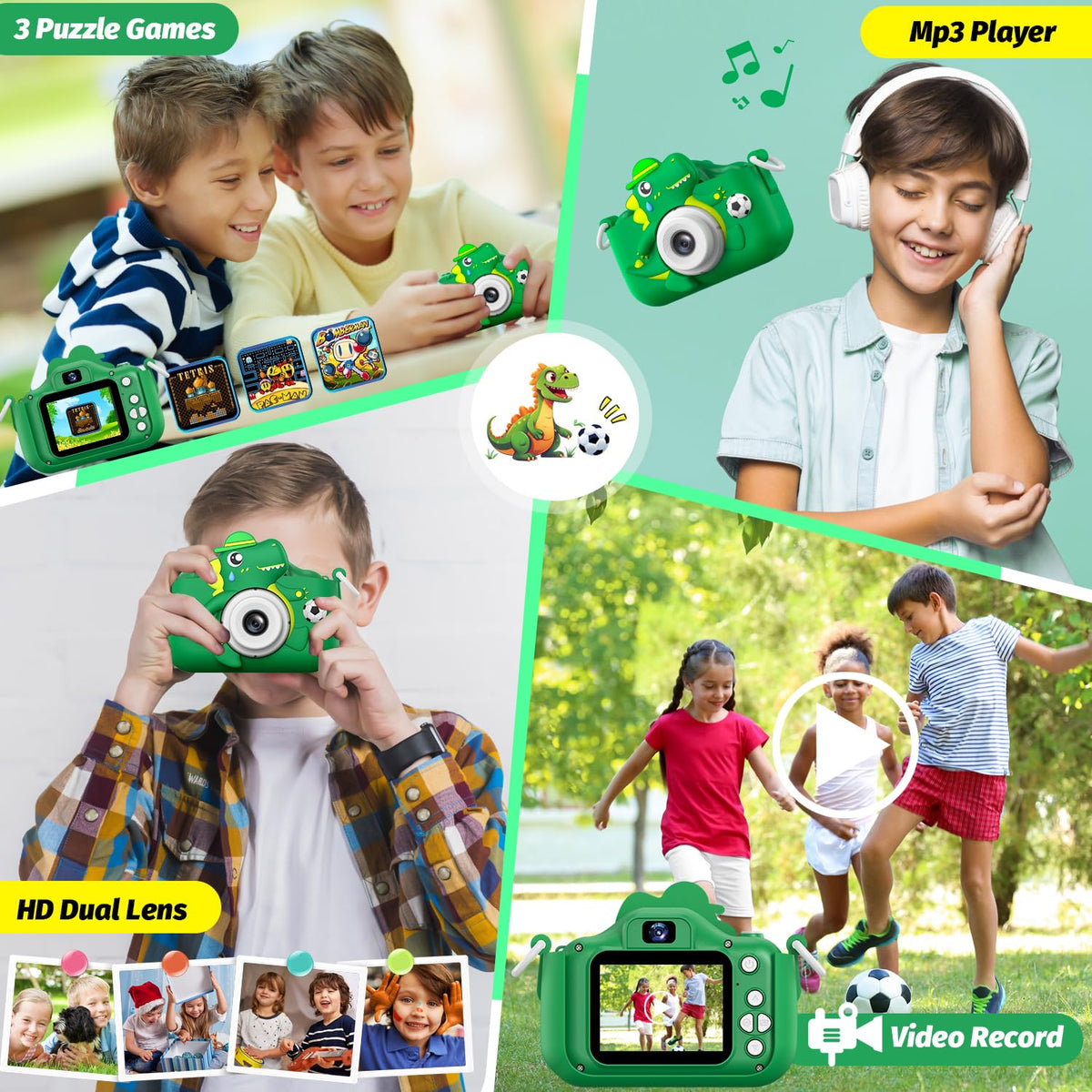 Cimizi Dinosaur Kids Camera includes 32GB SD card for storage