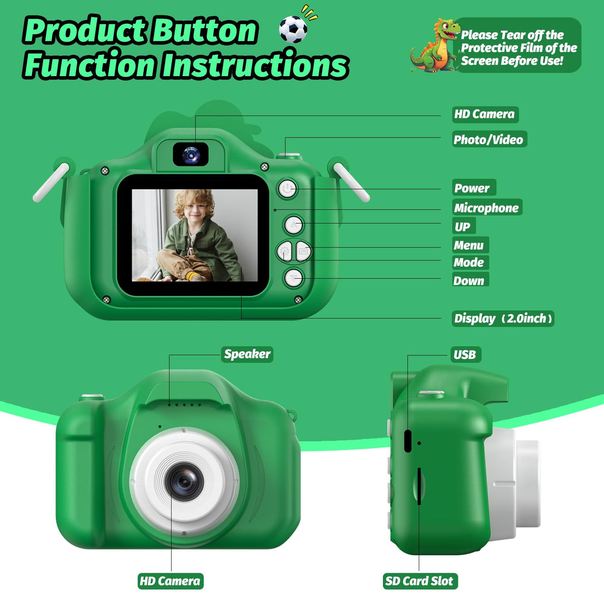 Cimizi Dinosaur Kids Camera gift box and accessories included