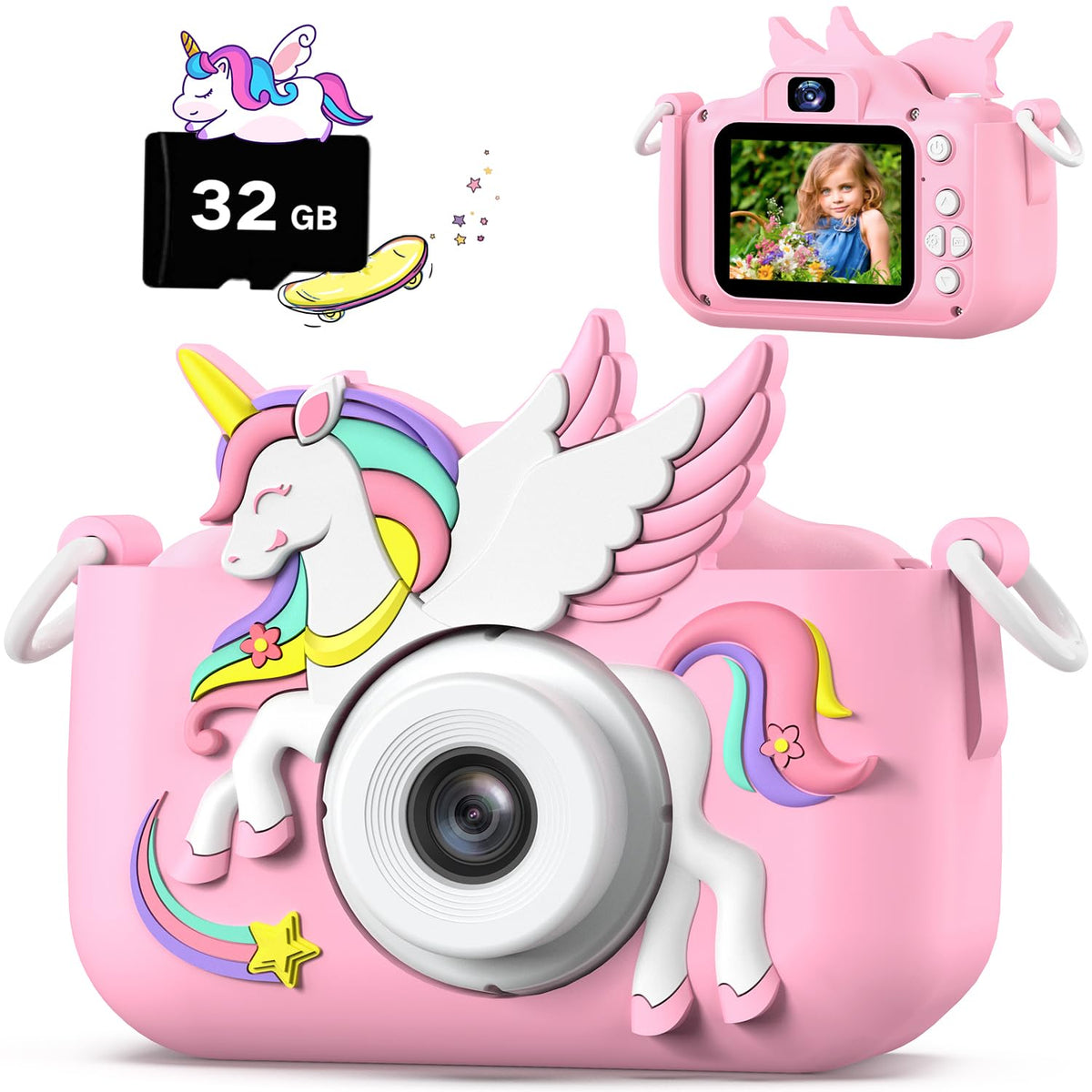 Cimizi Upgrade Kids Camera with cute protective cover offers anti-drop protection for carefree outdoor play