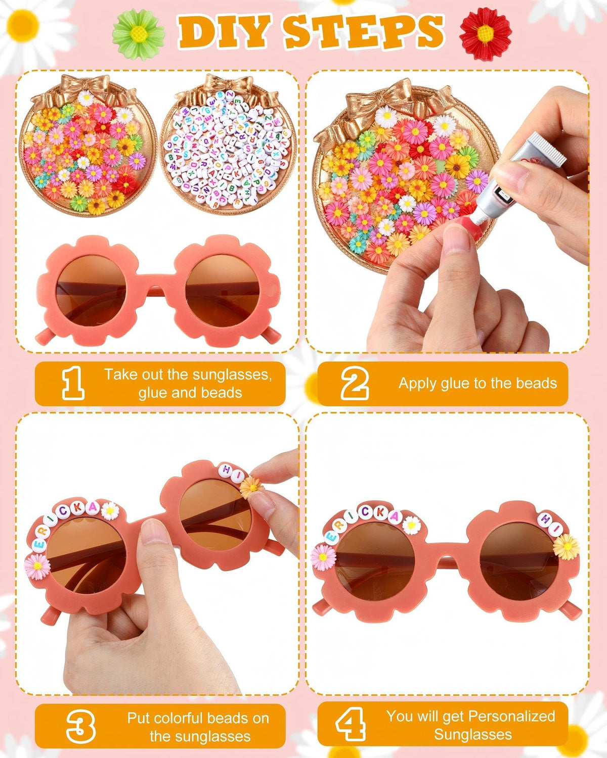 Cindeer glue included to finish DIY sunglasses quickly.