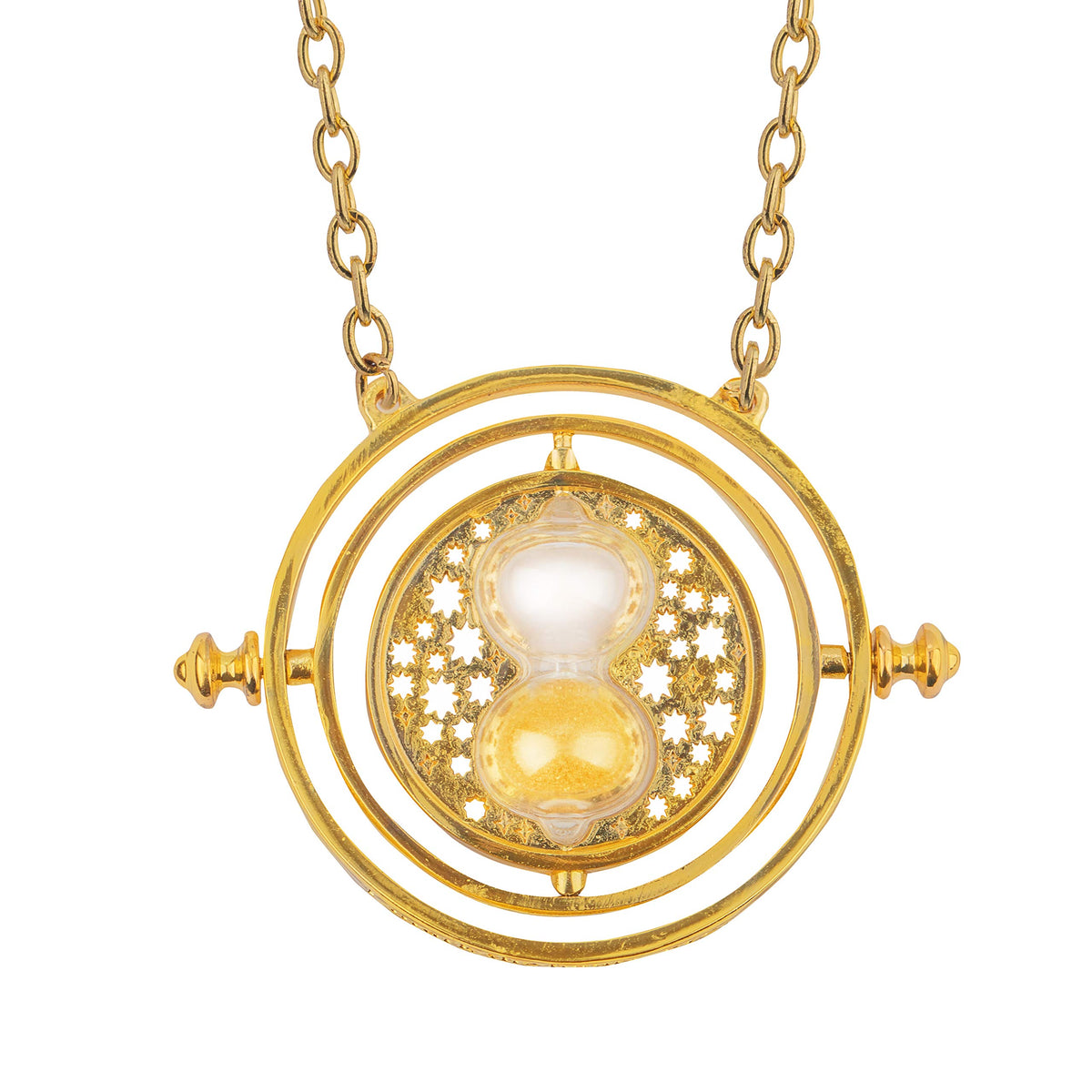 Cinereplicas Time Turner necklace close-up shows precise inscriptions for authentic cosplay.