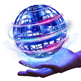 Ciniffo Flying Orb Ball Blue full view with vibrant LED glow for immersive play