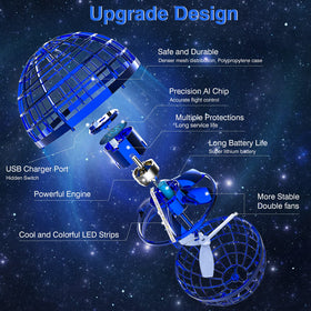 Ciniffo Flying Orb Ball Blue USB charging for quick recharges