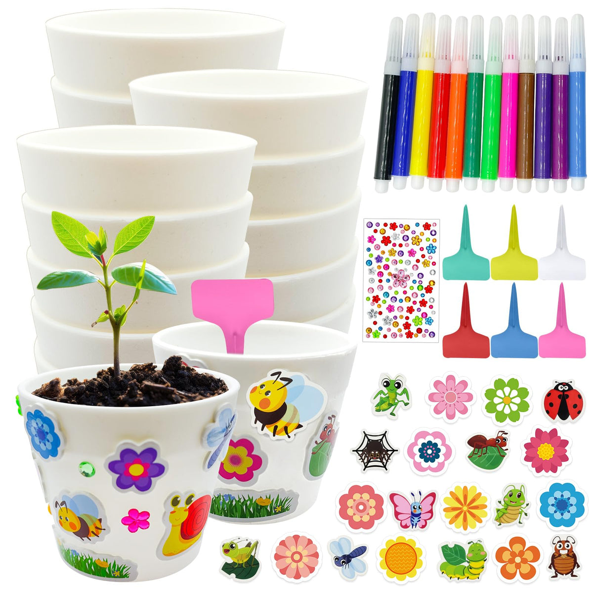 Cinrobiye pot kit with 30 pots for colorful spring decorating projects.